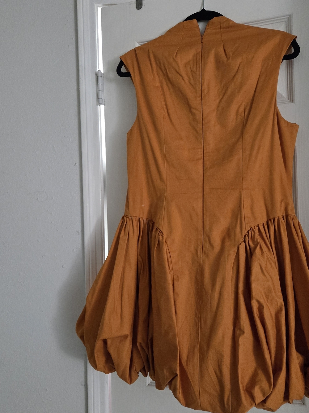 Women's Orange Balloon Hem Mini Dress - Picture 5 of 6